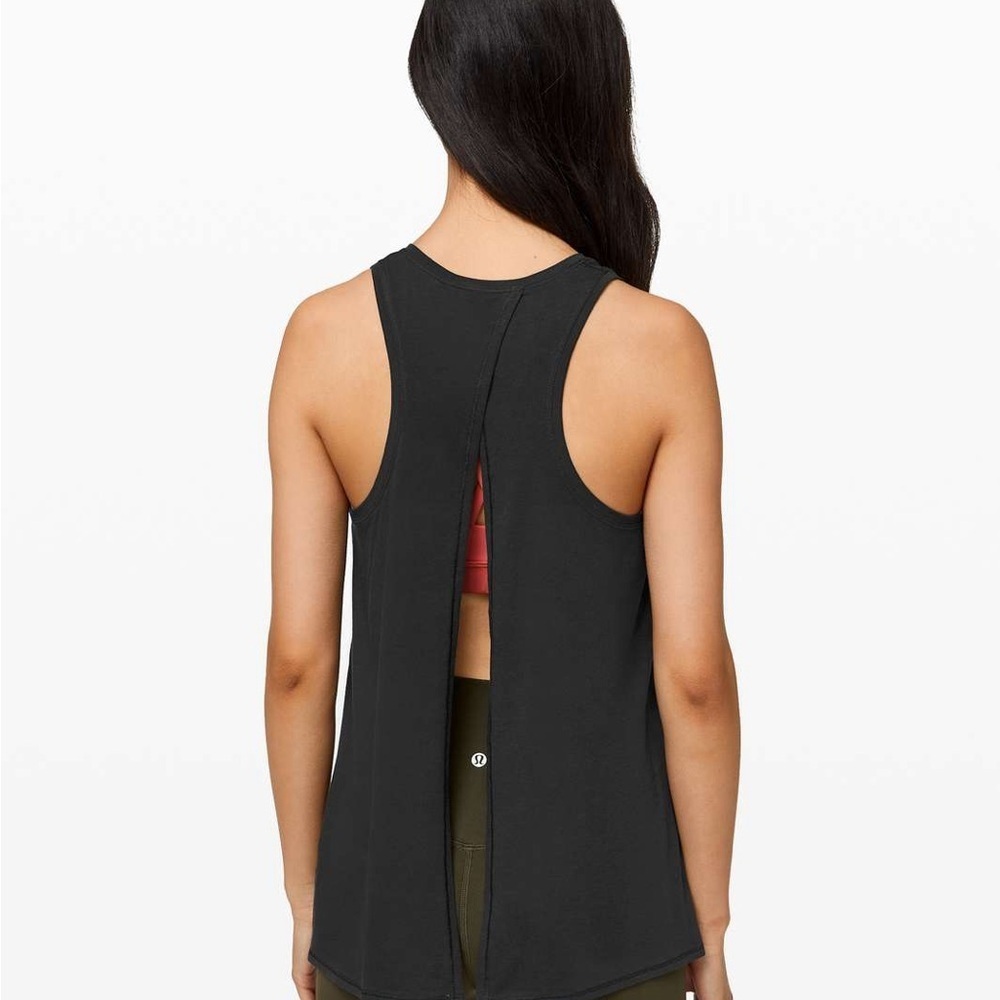 Lululemon All Tied Up Tank Top in Black Activewear Athleisure Open Back Summer - Picture 2 of 10